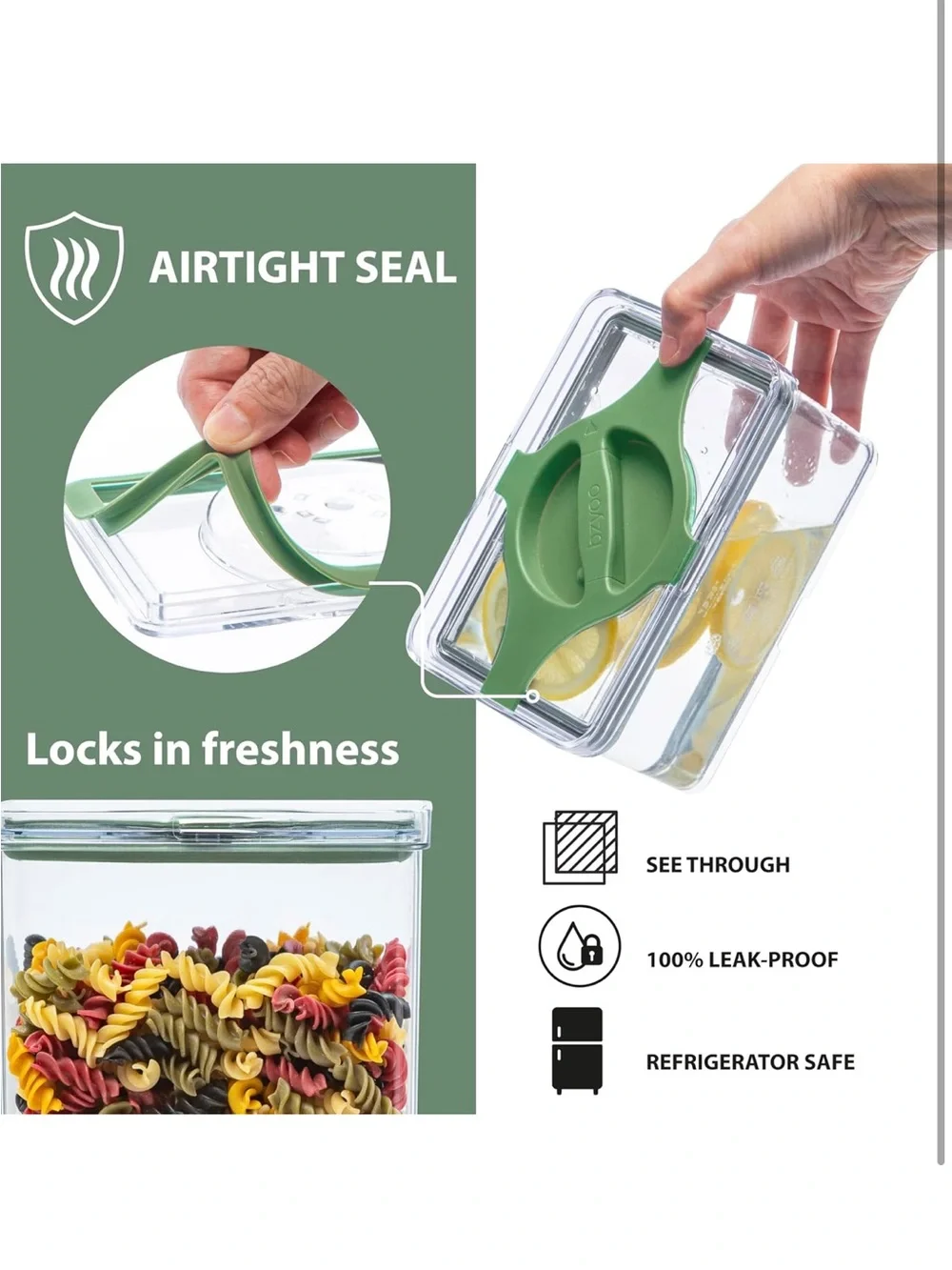 Leakproof Food Storage Container Set Twist-Lock Lids 3-Pack Stackable Canisters